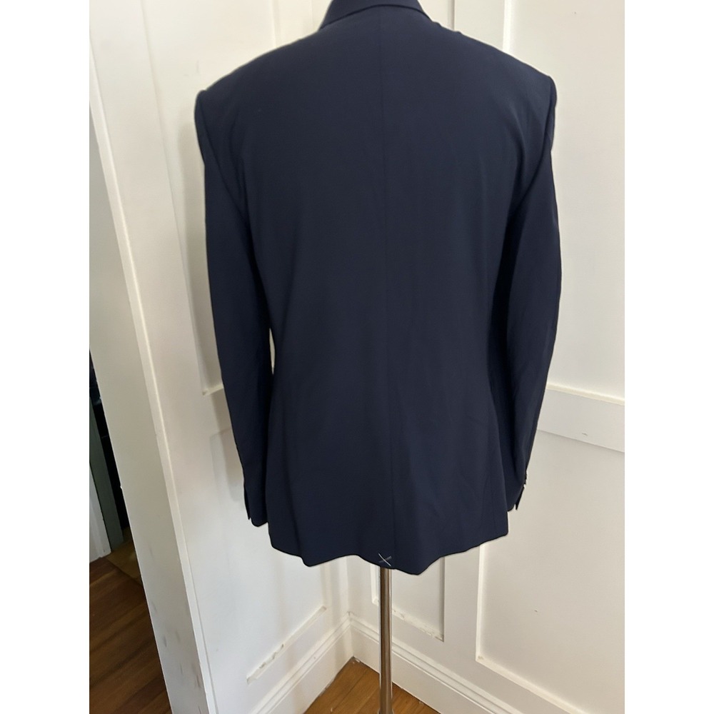 Express Men's Sport Coat Blazer Two Button Navy Blue Poly Wool 42L Extra Slim - Picture 4 of 7
